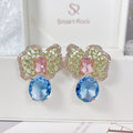 Fashionable colored zirconium petals light luxury earrings